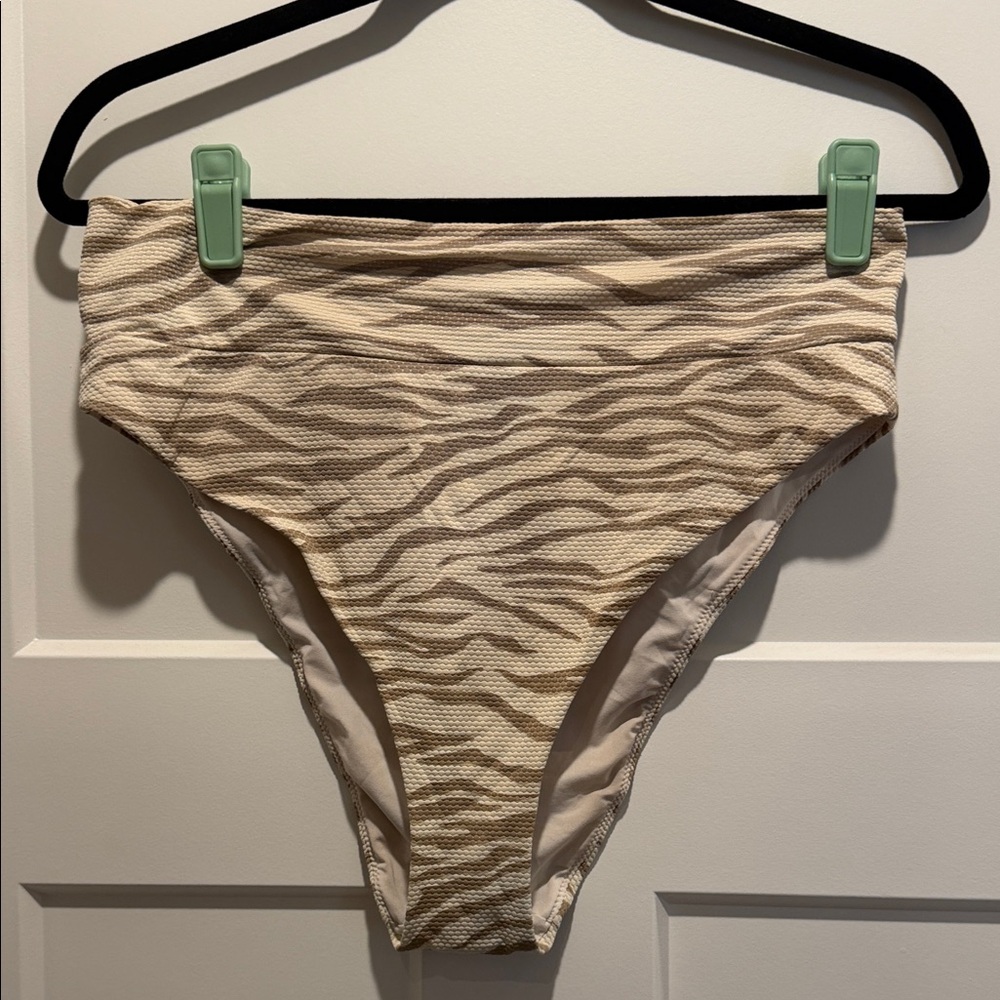 aerie Beige Zebra-Texture High-Cut Cheeky Bikini Bottoms
